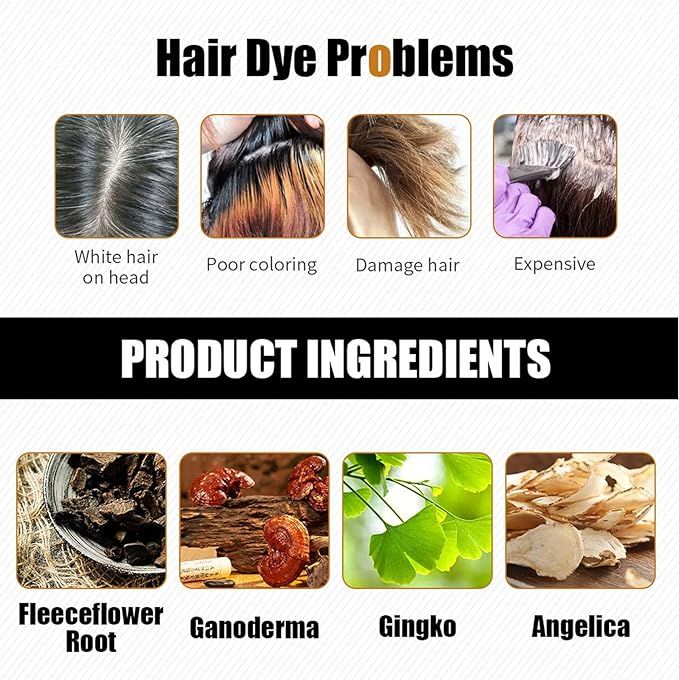 Black Hair Dye Shampoo – Fast Gray Coverage Plant Extract Formula