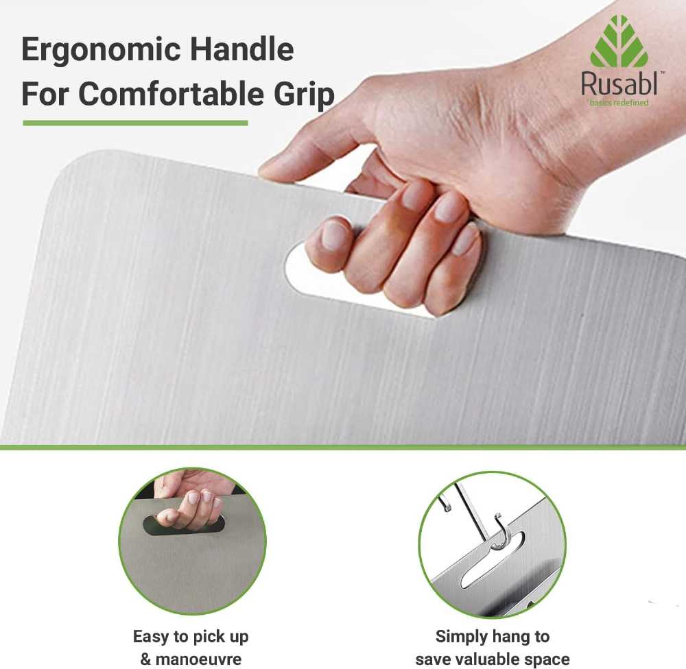 Stainless Steel Chopping Board – Extra Thick Kitchen Cutting Board (34x24cm)