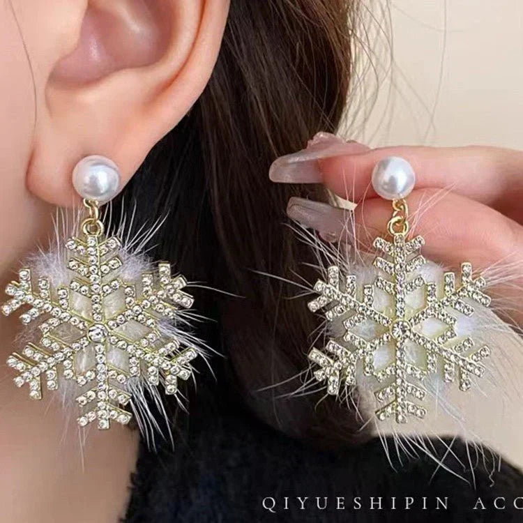 Christmas Snowflake Earrings Women&