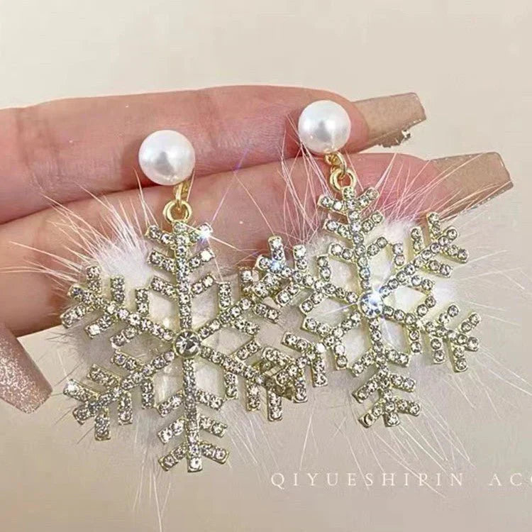 Christmas Snowflake Earrings Women&