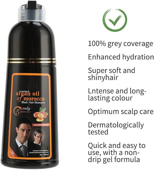 Black Hair Dye Shampoo – Fast Gray Coverage Plant Extract Formula
