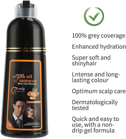Black Hair Dye Shampoo – Fast Gray Coverage Plant Extract Formula