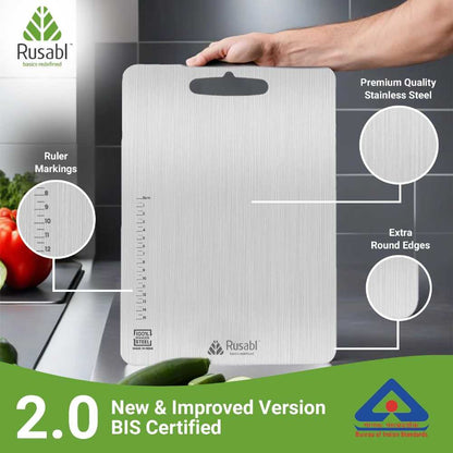 Stainless Steel Chopping Board – Extra Thick Kitchen Cutting Board (34x24cm)
