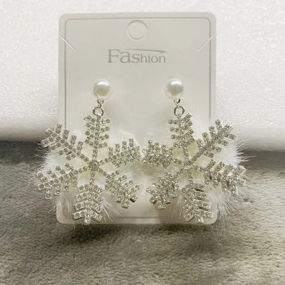 Christmas Snowflake Earrings Women&