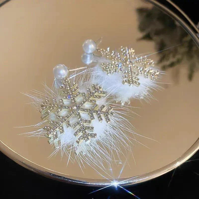 Christmas Snowflake Earrings Women&
