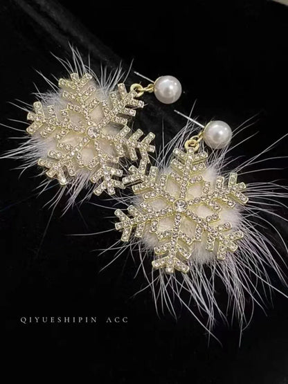 Christmas Snowflake Earrings Women&