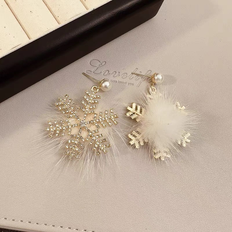 Christmas Snowflake Earrings Women&