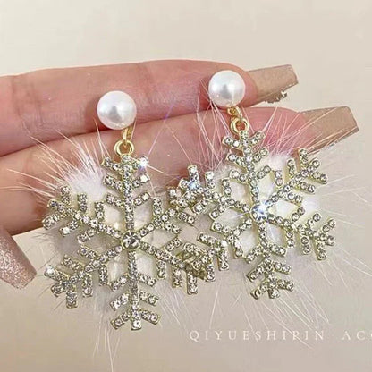 Christmas Snowflake Earrings Women&