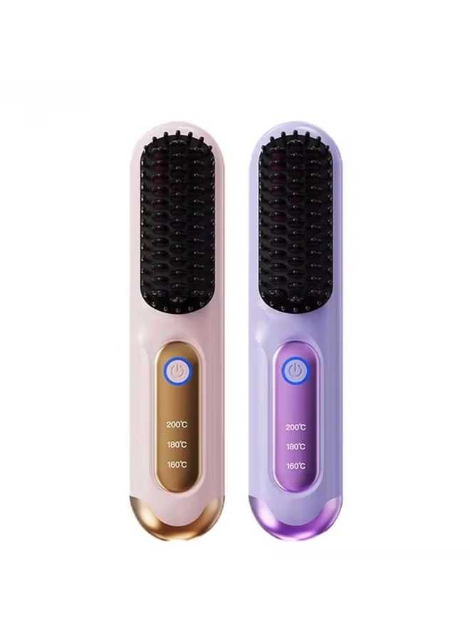 Portable Cordless Hair Straightener Brush – Ceramic Heating Technology
