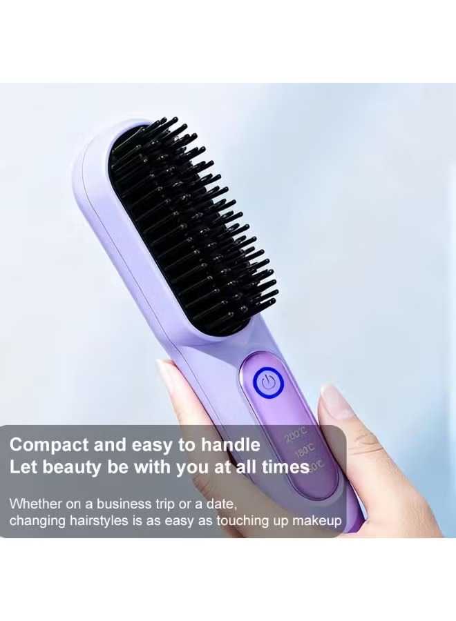 Portable Cordless Hair Straightener Brush – Ceramic Heating Technology