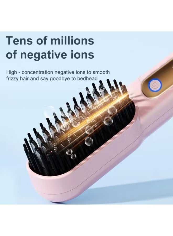 Portable Cordless Hair Straightener Brush – Ceramic Heating Technology