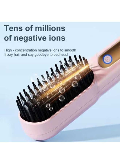 Portable Cordless Hair Straightener Brush – Ceramic Heating Technology