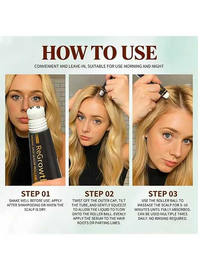Eelhoe Organic Hair Growth Serum Roller 20ml – Vitamin-Enriched Hair Essence