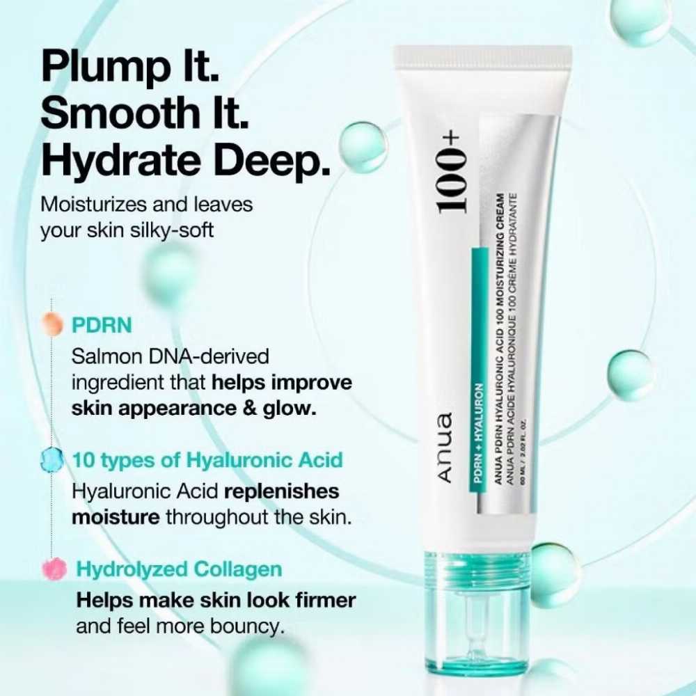Anua PDRN + Hyaluronic Acid 100 Moisturizing Cream – Deep Repair Face Cream