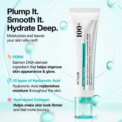 Anua PDRN + Hyaluronic Acid 100 Moisturizing Cream – Deep Repair Face Cream