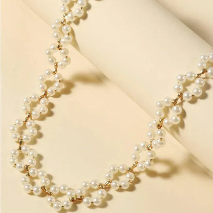 Ins Pearl Flowers Necklace Women&
