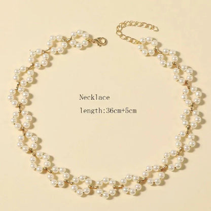 Ins Pearl Flowers Necklace Women&