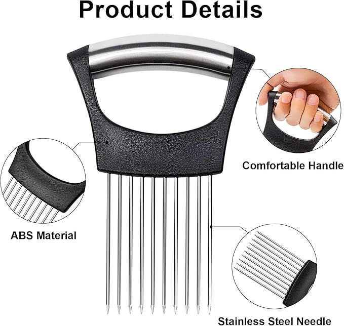 Stainless Steel Onion &amp; Vegetable Holder Slicer – Hands-Free Kitchen Cutter